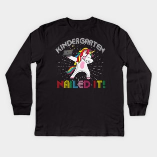 Kindergarten Nailed It Dabbing Unicorn T-Shirt Teacher Kids Long Sleeve T-Shirt